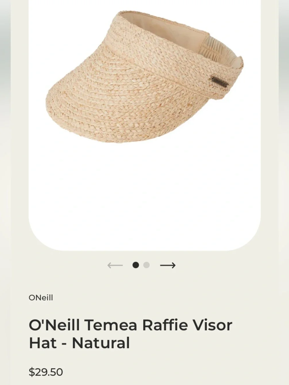 O'Neill Woven Straw Visor - Natural